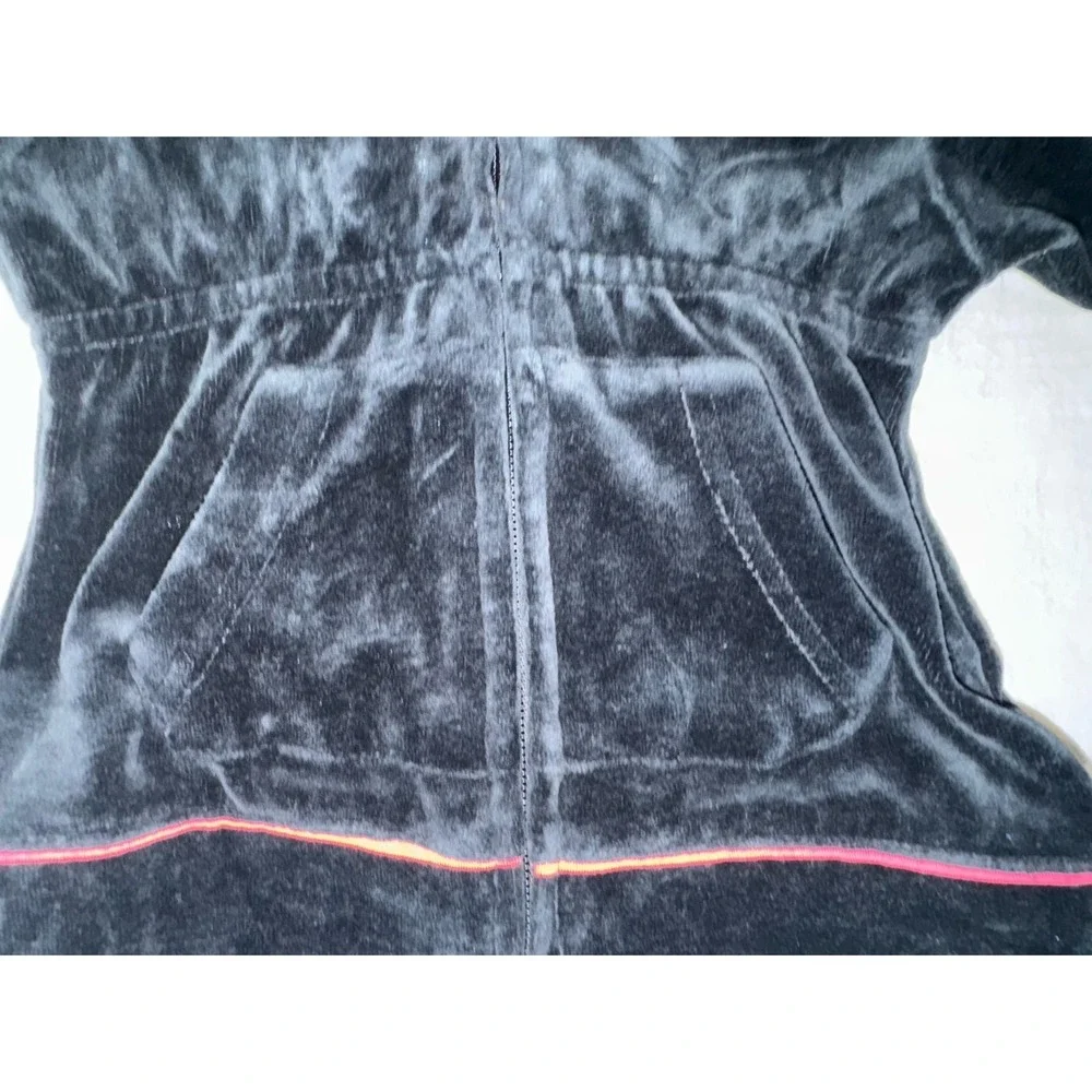 Nike infant black/ hot pink embroidered cinch waist velour‎ track jacket 18 mths